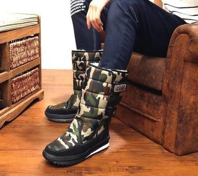 Herren wasserdichte Tarnung warme Schneestiefel verdicken Winterschuhe Grobe