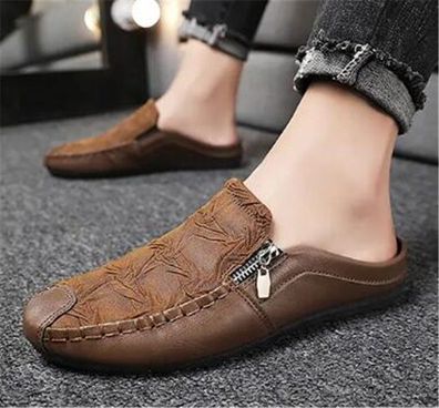Herrenschuhe Pantoletten Hausschuhe Casual Slip On Runde Zehen Outdoor