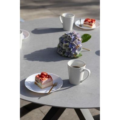 deVries "LIVINGSTONE" Dining-Tisch Gartentisch 120 cm rund /76 cm hellgrau