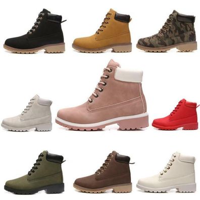 Damen Herren Militarkampfstiefel Niedrige Blockabsatz Schnurstiefeletten Schuhe