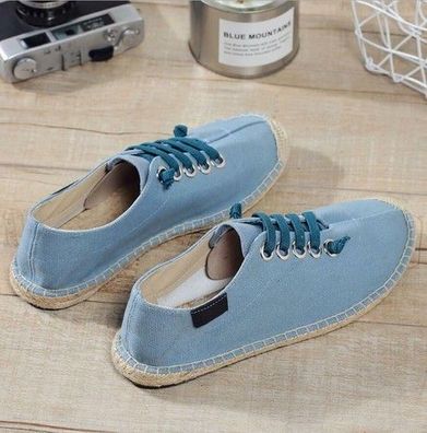 Herren Schnurschuhe lassige Leinwand Espadrilles Pumps Sommer Trainer Schuhe