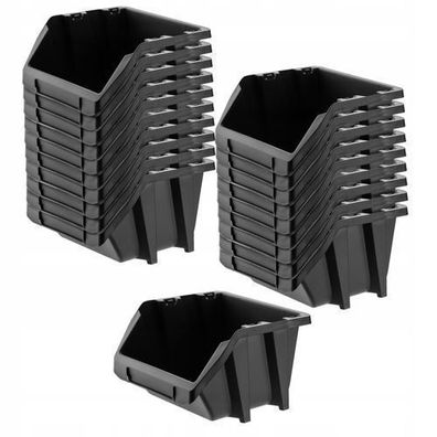 KADAX Werkstatt-Stapelkiste aus PP Kunststoff, 272 x 238 mm, Schwarz, 20 Stück