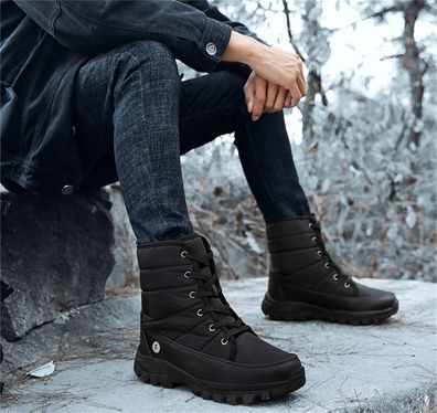 Herren Winter warme Schneeschuhe Outdoor High-Top voll pelzgefutterter lassiger