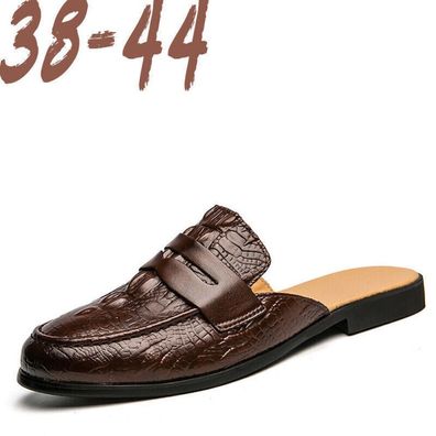 Herren Pantoletten flache Hausschuhe Slip-on geschlossene Zehen Freizeitschuhe