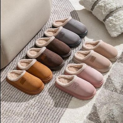 Hausschuhe Damen Warme Winterpantoffeln schlupfen auf Rutschen gefuttert Plusch