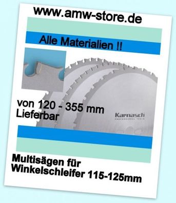 Multisägen für Winkelschleifer 115/125/180/230 mm Alle Materialien Holz, Stahl, Kunst