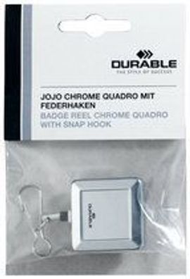 Durable 832823 Ausweishalter Chrome Quadro, mit Federhaken, silber