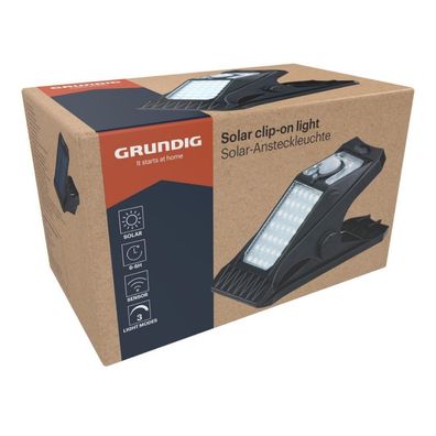 Grundig Solar Clip-On Leuchte Solarleuchte Solarlampe Outdoor Camping Lampe