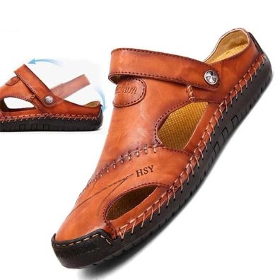 Herren Sport geschlossene Zehensandalen Lederschuhe Strand Fischer Hausschuhe