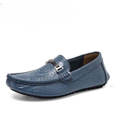 Herren Casual Krokodilkorn Loafer Weiche Schuhe Echtes Leder Driving Mokassins