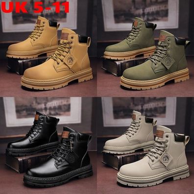 Herren High Top Stiefel Mode Motorrad Stiefeletten Schnurschuhe Winterschuhe