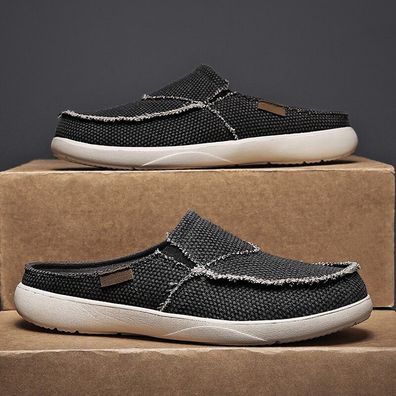 Herren Hausschuhe mit Fubgewolbe Canvas Haus Slipper Slip On Clog Outdoor Schuhe