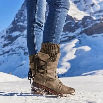 NeuDamen Schnee Winterstiefel Damen warme Schuhe rutschfeste mittlere Wadengrobe