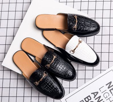 Herren Pantoletten flache Hausschuhe Freizeitschuhe Slip-on halb geschlossene