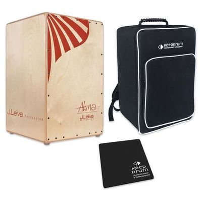 J. Leiva Alma Red Cajon mit keepdrum Tasche und Pad