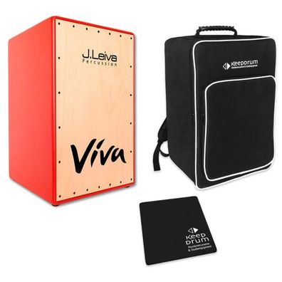 J. Leiva Viva Red Cajon Rot mit Tasche und Sitz-Pad