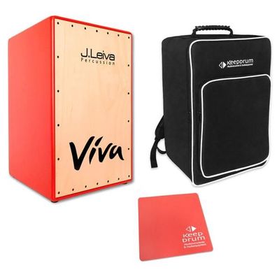 J. Leiva Viva Red Cajon Rot mit Tasche und Sitz-Pad Rot