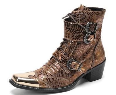 Herren Retro Spitze Zehen Schnalle Schnurstiefeletten Party Lederschuhe Grobe