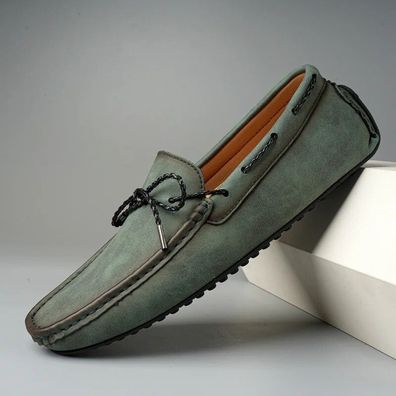Herren echtes Leder lassige Slipper Mokassins atmungsaktive Slip-On-Schuhe