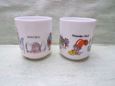 2 Mugs Henkelbecher Tassen arcopal Wilhelm Busch Schneider Böck & Onkel Fritz