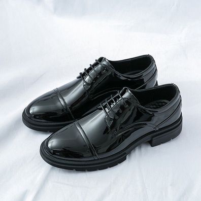 Herren Lackleder Spitze Schnurschuhe Business formale Oxfords Hochzeitsschuhe