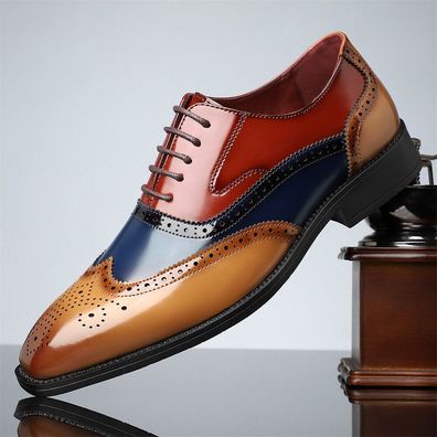 Herrenschuhe zweifarbige Oxford-Schuhe mit Flugelspitze Business Hochzeit Schuhe
