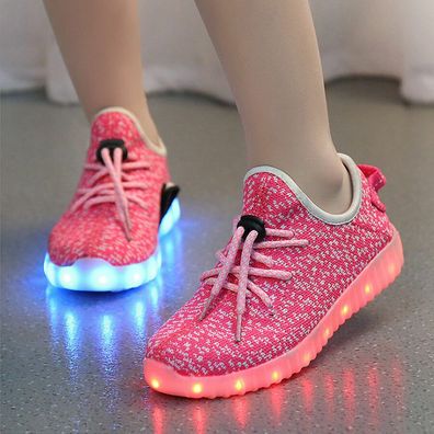 Kind USB-Lade-LED-Licht Leuchtende Schnursenkel Schuhe Blinkende Turnschuhe