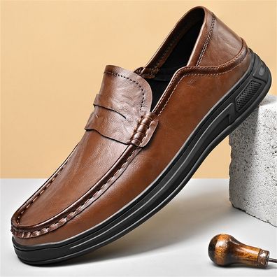 Freizeit schuhe fur Herren-Leder Slip-On-Slipper Komfort-Arbeits schuhe
