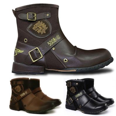 Herren Stiefeletten Western Stiefel Motorrad Rutschfest Casual Cowboy Schuhe