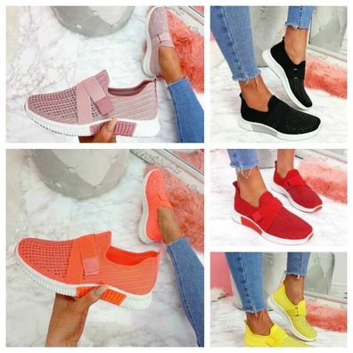 Sportschuhe Strass Laufschuhe Strick Gym Schuhe Damen Turnschuhe Slip On Sneaker