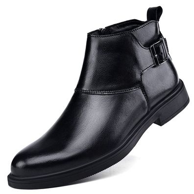 Herren Leder Spitz Zehen Kleid Schuhe Business Chelsea Stiefeletten