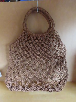 Einkaustasche Einkaufs-Netz Bast/Jute dunkel braun ca. 30 cm breit