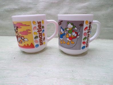 2 Henkelbecher Tasse Smarties arcopal France Disney 1992 Tick Trick Track Dagobert