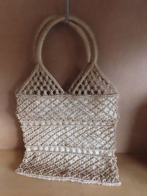 Einkaustasche Einkaufs-Netz Bast/Jute mit Innenstoff ca. 35 cm breit