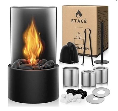 Tischkamin MIT 2 FARBEN DEKO Steinenmit, Tischfeuer SET FÜR INDOOR