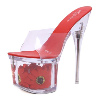 Damen Pantoletten High Heels Sandalen Hausschuhe Plateau Stilettoabsatz Pumps