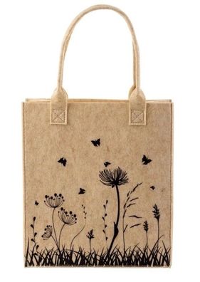 2x Noor Living Filztasche Shopper 32091 Schmetterling beige