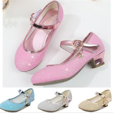 Madchen Festliche Kinder Schuhe Absatz Glitter Hochzeit Party Prinzessin Schuhe