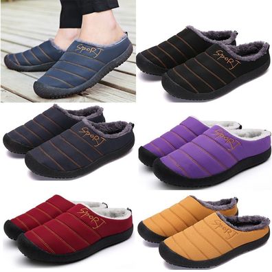 Hausschuhe Pantoffeln Plusch Slipper Winterschuhe Warm Gefuttert Herren Damen