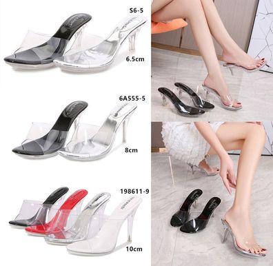Damenschuhe Peep Toe Sandalen Sommer Hausschuhe Transparent Heels Pumps Neu
