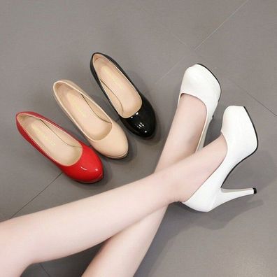 Damen Pumps Plateau Stilettoabsatz Lackleder Sandalen Ol Schuhe High Heels Party