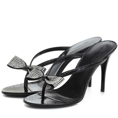 Frauen High Heels Mules Sexy Flip Flops Strass Bogen Sandalen Schuhe Party Slide