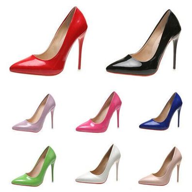 Damen Pumps High Heels Stiletto Elegante Lack Absatzschuhe 12cm Hoch Schuhe