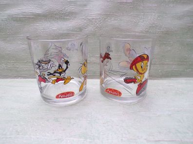 2 Glas Gläser Penotti Warner Bros Looney Tunes Tweety Bugs Bunny Daffy Duck Taz