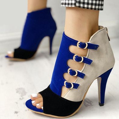 Damen Stilettoabsatz High Heels Pumps Peep Toe Schuhe Sandalen Party Schnalle