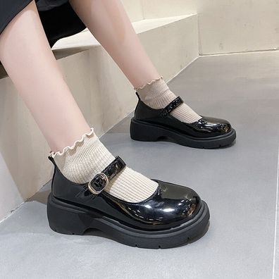 Lolita Damen Mary Jane Pumps Blockabsatz Knochelriemen Schuhe Plateau Freizeit