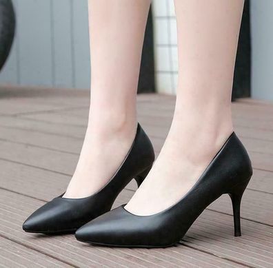 Damen Elegant Pumps Stilettoabsatz Spitz Slip On Puleder Spitzer Party Schuhe