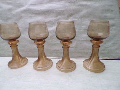 4 Glas Gläser Römer Wein Theresienthal Weinlaub bernsteinfarben