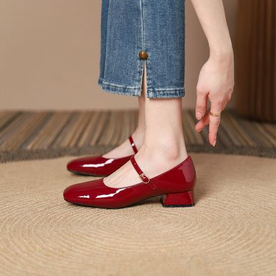 Damen Mary Jane Pumps Sandalen Blockabsatz Knochelriemen Riemen Schnalle Schuhe