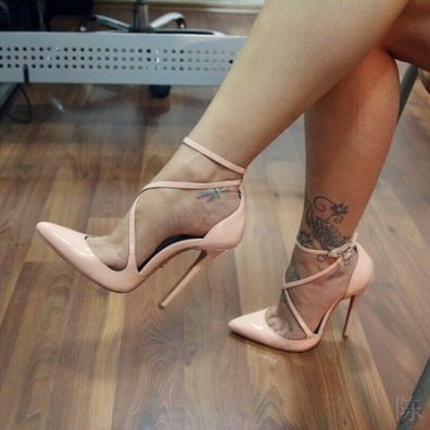 Damen Knochelriemen Sandalen Riemen Schnalle Pumps Schuhe Sexy Stilettoabsatz